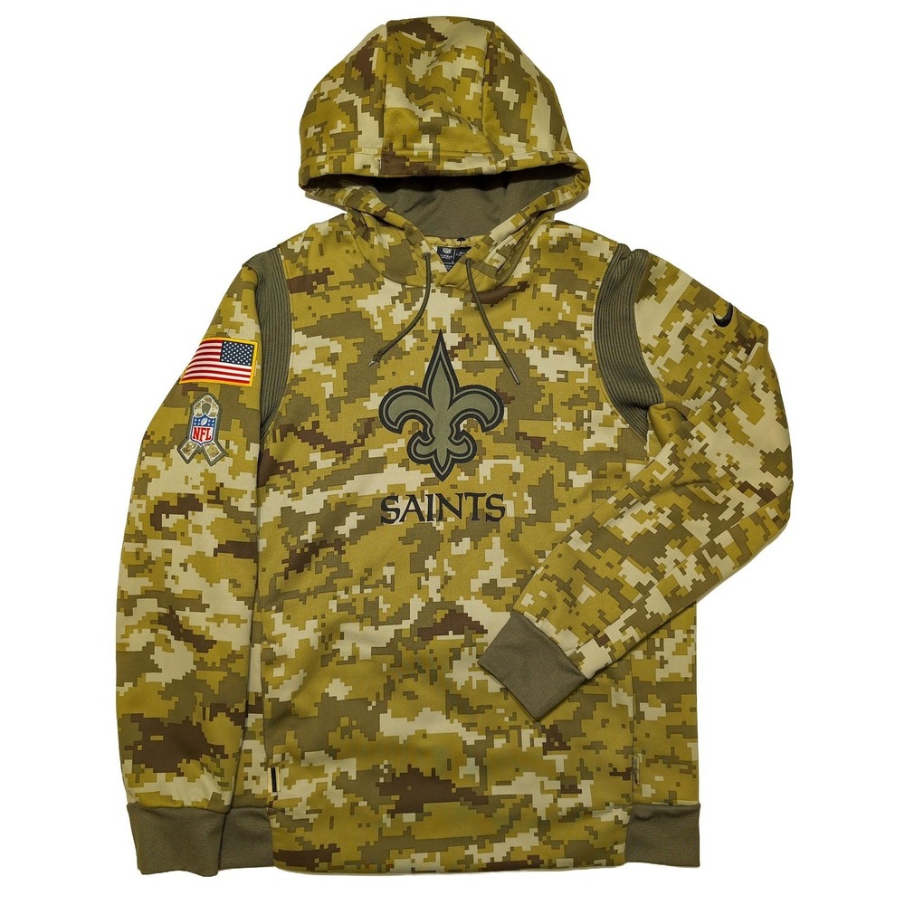 NIKE New Orleans Saints NFL Salute to Service Hoodie Green Camo Medium M